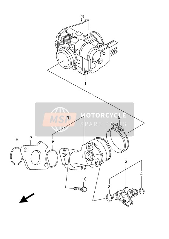 Suzuki UX125 SIXTEEN 2008 Corpo farfallato per un 2008 Suzuki UX125 SIXTEEN